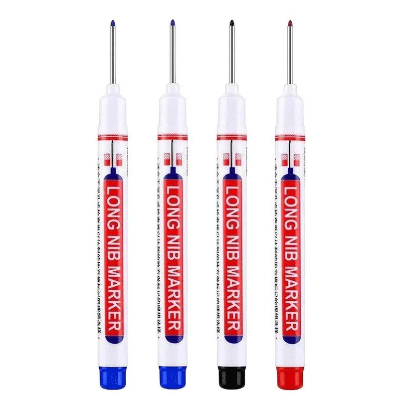 4Pcs/Set 20mm Deep Hole Long Nib Head Markers For Metal Perforating Pen Waterproof Bathroom Woodworking Decoration Multi-Purpose