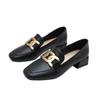 Size 33-43 Women Mules Low Heels Shoes Female PU Leather Brand Design Soft Comfortable Black Beige Slip On Footwear