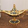 Miniature Aladdin Golden Lamp, Metal Wish Lamp Ornament for Home Hotel Desk, Vintage Genie Collectible