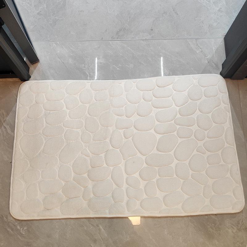 Cross-Border Coral Fleece Embossed Solid Color Stone Bathroom Mat.