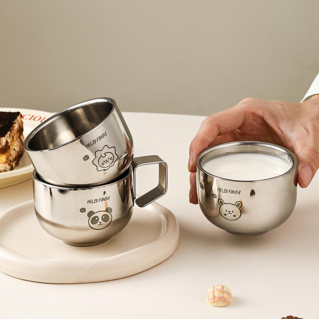 100ml Hot Tea Coffee Mugs Double Layer Water Cup 304 Stainless Steel Cup Kid Drinkware Restaurant Kindergarten Cup