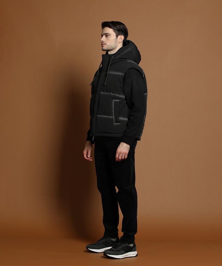 Panicale Black Hooded Down Vest