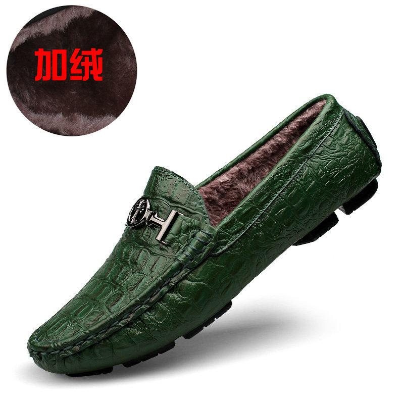 Autumn Doudou Shoes Men's British Sneakers Leather Lazy Shoes Casual Fashion Leather Shoes Large Size Business