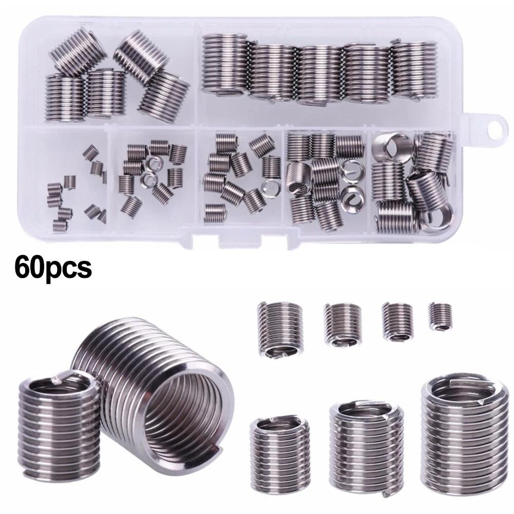 Repair Threads Easily with 60pcs Stainless Steel Helicoils for Various Sizes
