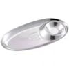 ZISIZ 304 Stainless Steel Oval Snack Plate with Sauce Compartment