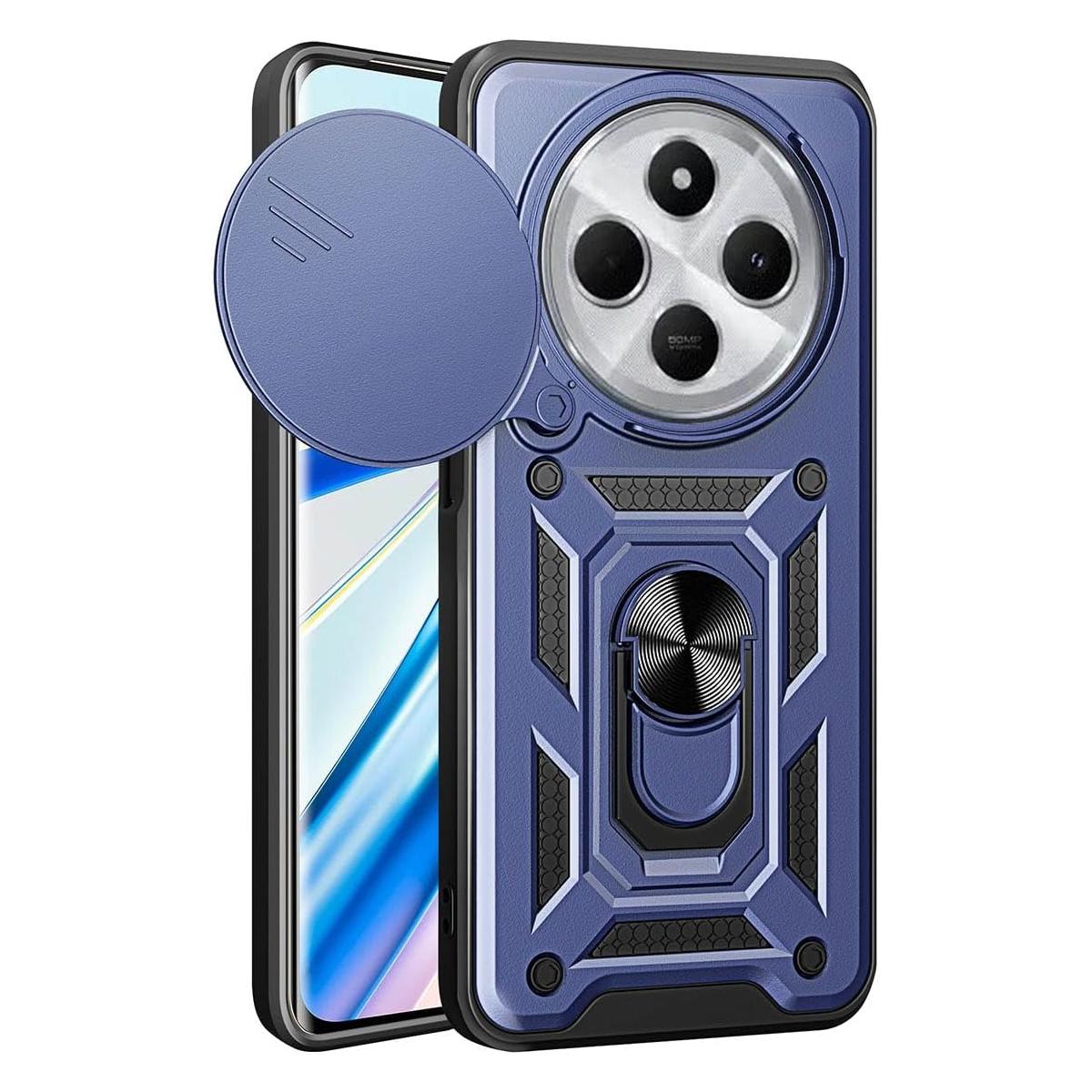 

Чехол Armor для Xiaomi Redmi 14C 4G Poco C75, защитный чехол для объектива с кольцом, магнитный держатель, чехол Fundas For Poco C75 синий