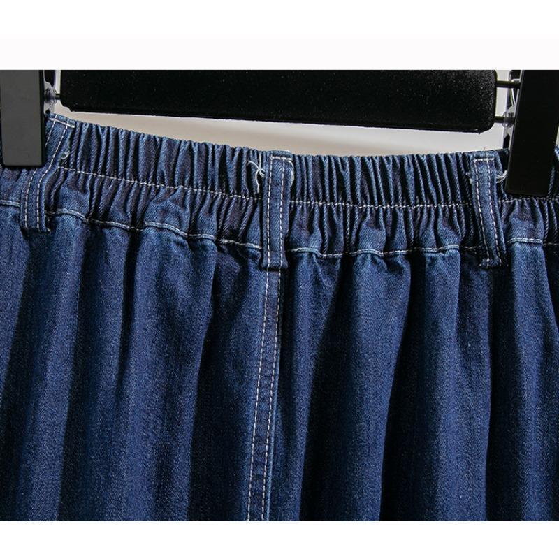 Vintage Split A Line Denim Midi Skirt For Women Plus Size