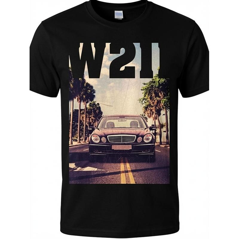 2026 NEUES Glstkrrn W211 Palmbeach T-Shirt | Reguläre Passform, Unisex, Schwarz, XS, Rundhalsausschnitt, Geometrisches Muster, Leicht dehnbarer Stoff, Lässiger Stil