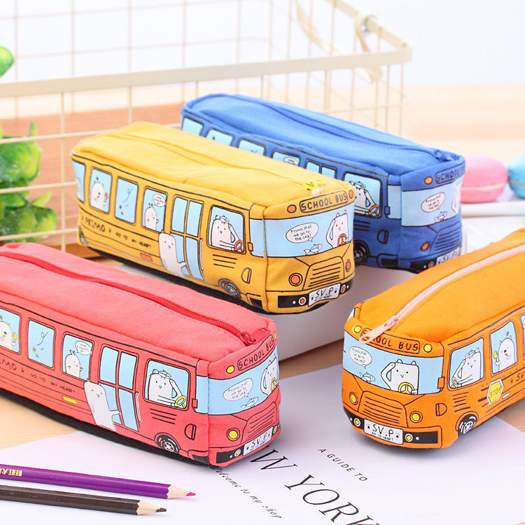 Creative Cartoon Large Capacity Bus Pencil Case Pencil Case Car Pencil Case Student Bus Pencil Case Cute Korean Version Pencil Case