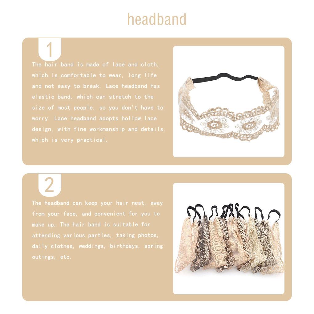 Bandeaux en Dentelle Bandeau Lavage du Visage Extensible Décoration Large Accessoire de Mode Accessoires de Coiffure Turban pour Femmes Filles