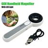 60X Handheld Magnifier Rechargeable Portable Lighted Magnifier Wear Resist Lighting Book Magnifier for Reading Newspaper Jewelry