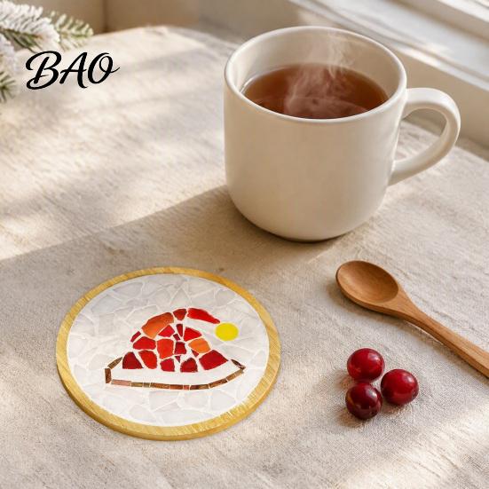 Dekoratives Untersetzer-Herstellungsset Weihnachten Mosaik DIY-Set, Festliches Kunst-Nikolaus-Kranz-Thema Starter-Set Schneemann-Muster, Fliesen-Basteln für Erwachsene, Handgemacht