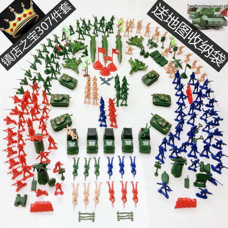 80s Nostalgic Toy Soldiers Sandbox Set: WWII Model Tank Battle for Kids