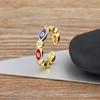 Nidin New Style Open Bohemian Rainbow Evil Eye Rhinestone Rings for Women Vintage Finger Devil Adjustable Jewelry Party Gift