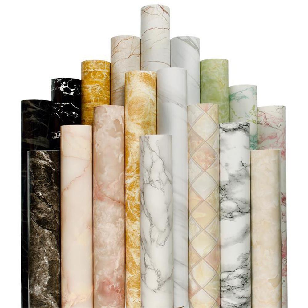 Pvc Marble Kitchen Oil-Proof Film Stove Waterproof Self-Adhesive Wallpaper Countertop Cabinet Renovation Tile Wall Stickers