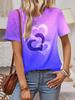 Fashion Heart Print Ombre Tee Fashionable Women's T-shirts Casual Round Neck Short Sleeve Tops Harajuku T-Shirt For Woman Summer