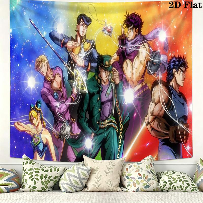 Anime JJBA Wall Tapestry Aesthetic Wall Hanging Printed Fabric Blanket Decorative Tapestries for Bedroom Living Room Home Decor