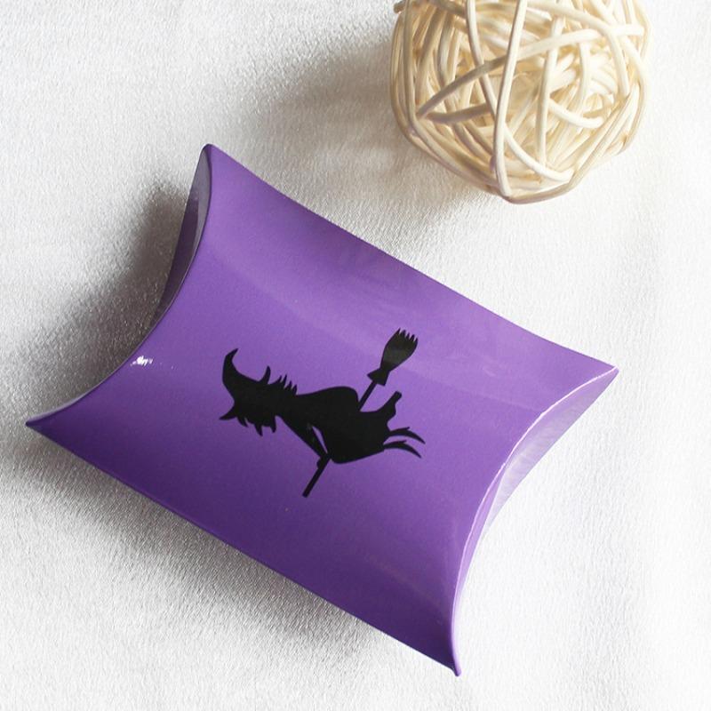 10/20pcs Halloween Pillow Shaped Candy Box Gift Box, Halloween Pumpkin Boo Ghost Witch Gift Box