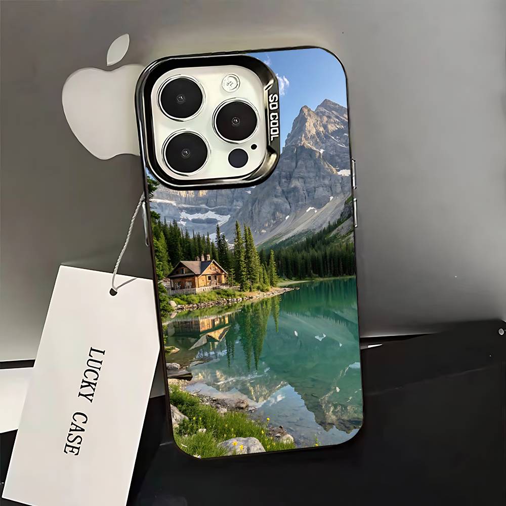 Mountains landscape Travel Phone Case For iPhone 16,15,14,13,12,11,Pro,XS,Max,Plus,Mini,SE Black Candy Matte Shockproof Cover