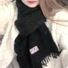 White Wool Knitted Tassel Woolen Scarf for Girls Winter New Versatile Warm Dog Logo Cute Scarf