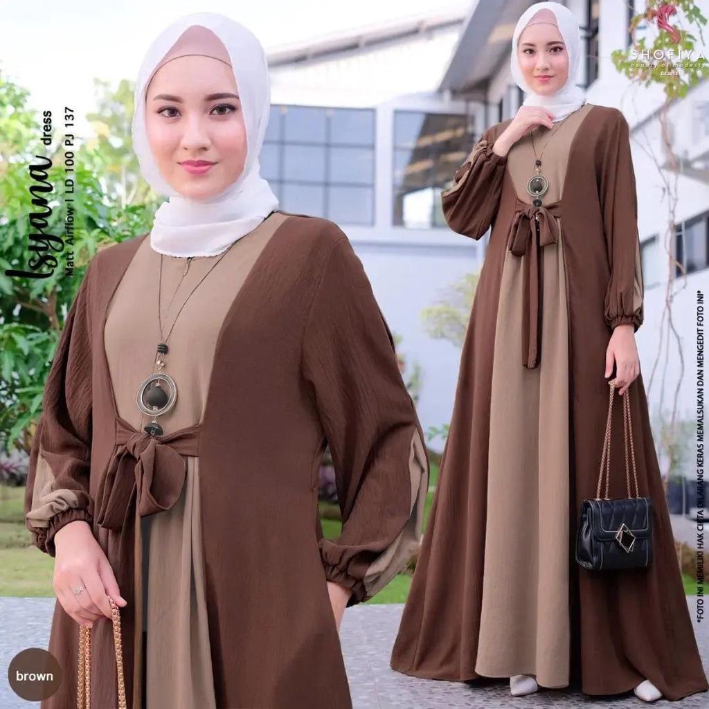 Hui Women's Cross-Border Maxi Dress: Color Block Abaya with Lace-up Waist and Long Sleeves