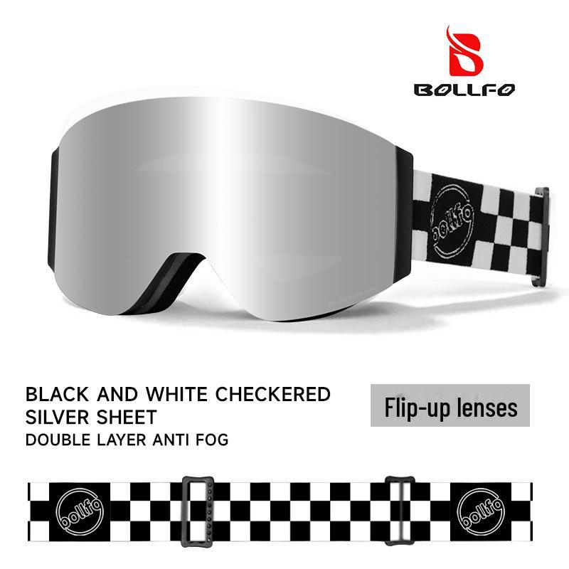 Dual-Use Magnetic Flip Ski Goggles: Day/Night, Double-Layer Anti-Fog & Anti-Snow for Mountaineering