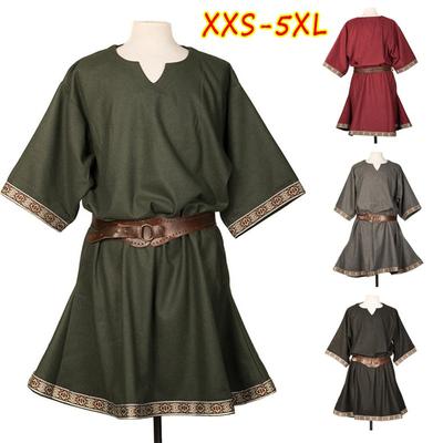 Medieval Unisex Halloween Costume Renaissance Tunic Viking Knight Pirate Vintage Warrior Shirts Without Belt
