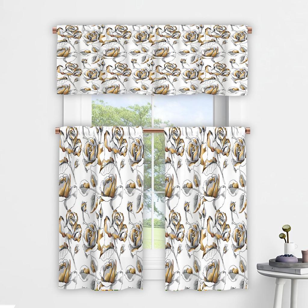 3D Floral Pattern Digital Print Kitchen Valance