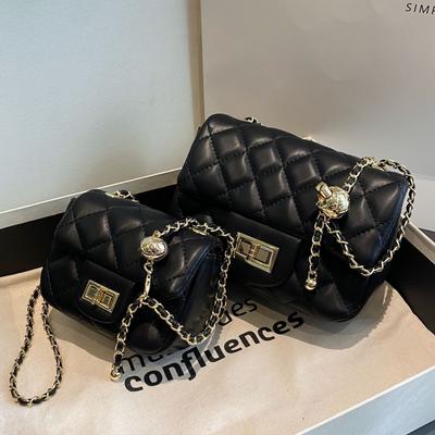 Bag Women'S Foreign Style Chain Crossbody Bag Rhombus Embroidery Thread Fashionable Shoulder Small Square Bag