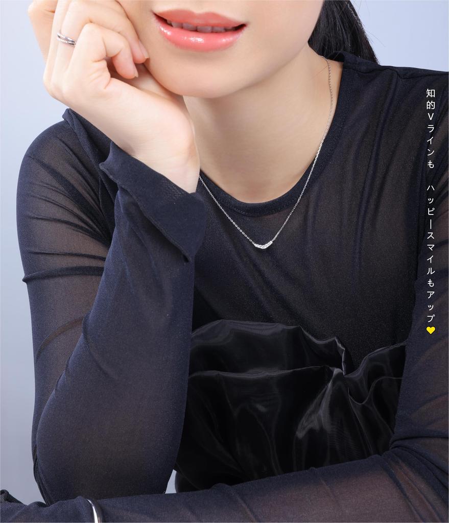 [lady like] Silver 925 V-line Diamond Smile Necklace ERP
