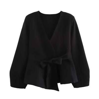 Autumn New Women's Clothing European and American Style French Style with Belt Shoulder Pads Knitted Blazer