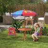 Kids Picnic Table and Chair Set, Cowboy Themed Outdoor Garden Furniture w/ Foldable Chairs, Adjustable Parasol