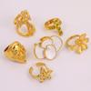 JUSNOVA Elegant 18K Gold Stainless Steel Gemstone Rings Size 7 White Zircon Cross Shape Flower Rings Set