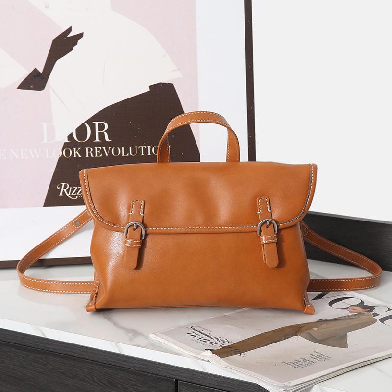 New retro messenger bag high-end first-layer cowhide commuter shoulder bag versatile messenger leather women s bag