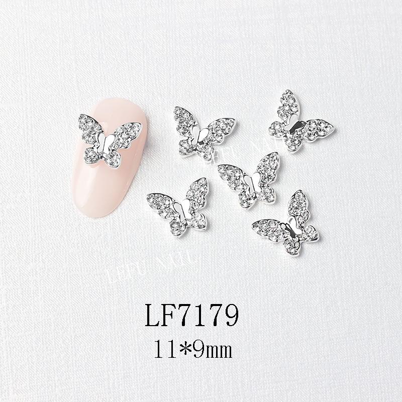 3D Metal Butterfly Nail Art Decorations with Mini Rhinestones
