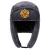 Plush Lei Feng Hat Double Headed Eagle Emblem Decoration Bomber Hats Outdoor Warm Pilot Cap Winter Caps
