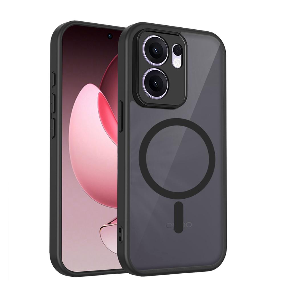 KEYSION Magnetic Phone Case for OPPO Reno13 13 Pro 5G Silicone+PC Matte Translucent Clear Shockproof Cover for OPPO Reno13 F 5G