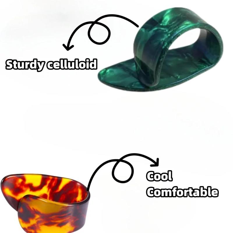 4Pcs Guitar Thumb Picks & Finger Picks,2 Colors Celluloid Flat Thumbpicks /Guitar Replacement Instrument Playing Accessories