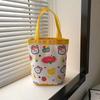 Cute Graffiti Bucket Bag for Women, Ins Style Cartoon Print Round Cylinder Handbag, Korean Fashion Shoulder Tote for Lunch and Daily Use