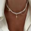 Elegant Faux Pearls Chain Necklace Star Tassels Neckchain For Able Women Stylish Clavicle Chain