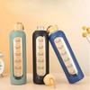 1000ml Time-marked Glass Water Bottles Portable Drink Bottle Bamboo Lid Free of Lead Motivational Sport Silicone Sleeve Bottle