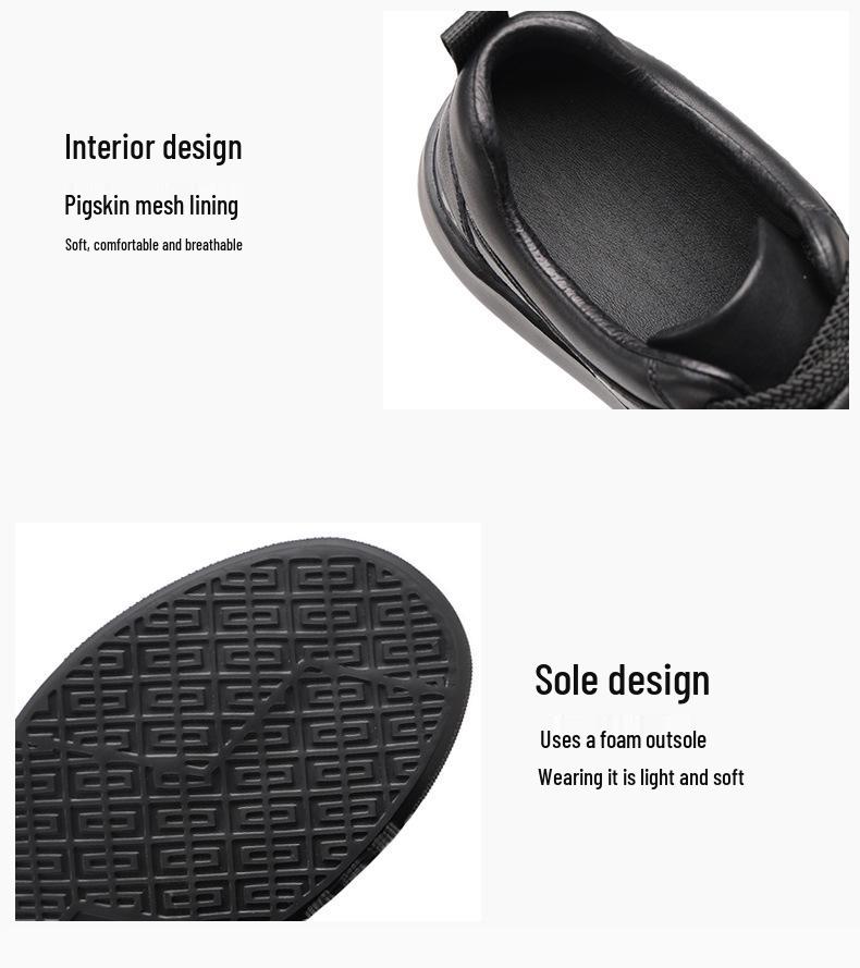 Men's 2025 Autumn Cowhide Leather Casual Sneakers with Thick Soles