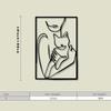 Modern Metal Wall Art Black White Line Art Female Silhouette Holding Cat Framed Square Decor Living Room Bedroom Office