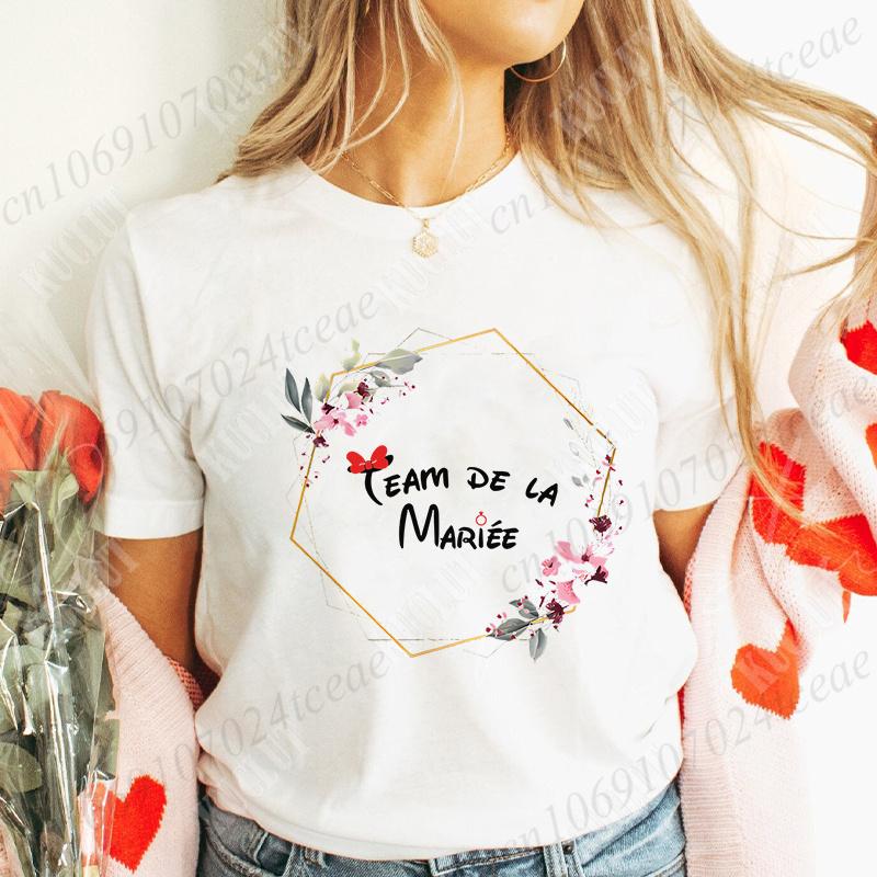 EVJF Future Bride T-shirt French Bridal Wedding Team Bride Tops Unisex Bachelorette Hen Party Tshirt Floral Bridesmaid Tees