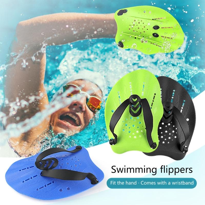 2pcs Swimmer Silicones Hand Paddles Webbed Swim Gloves Manacle Flippers for Underwater Maneuverability