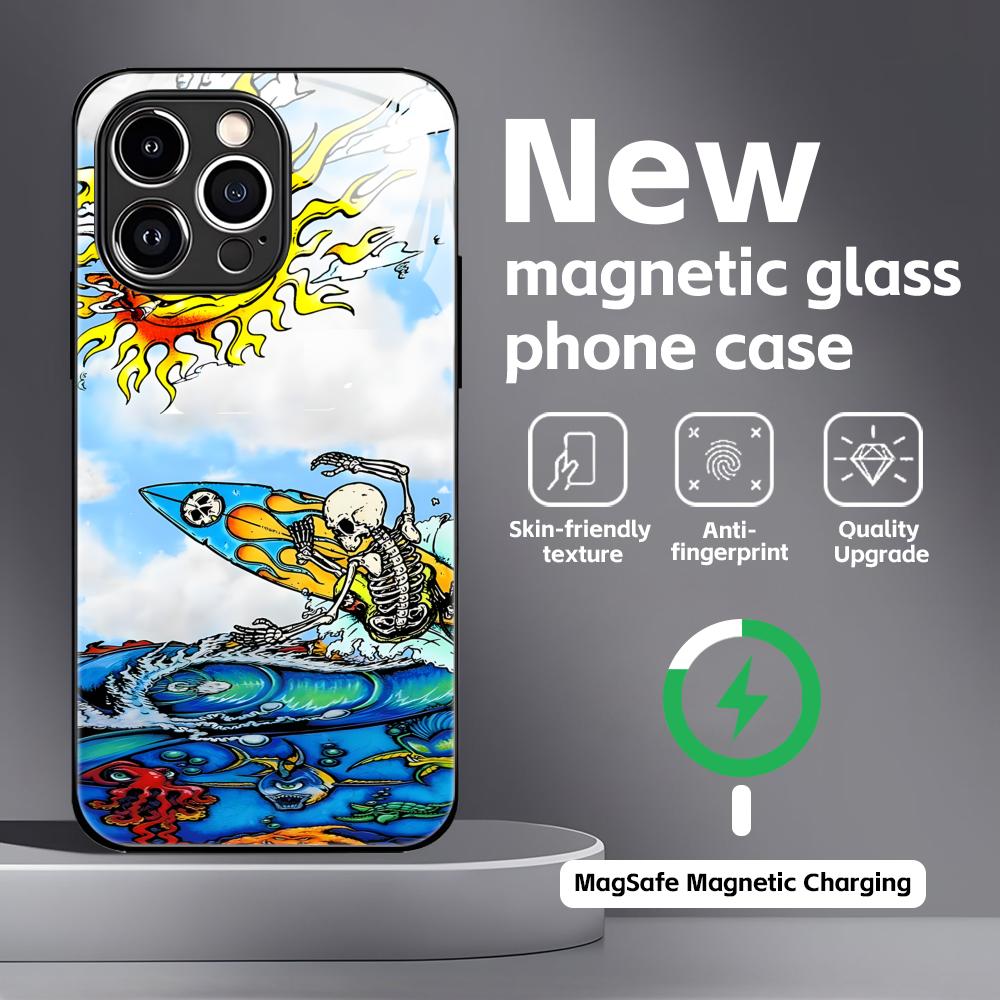 

Cool pattern Phone Case For iPhone17 16 15 14 13 12 11 X XR XS 8 Plus Mini Pro Max Glass Magnetic Case iPhone17 Pro Max
