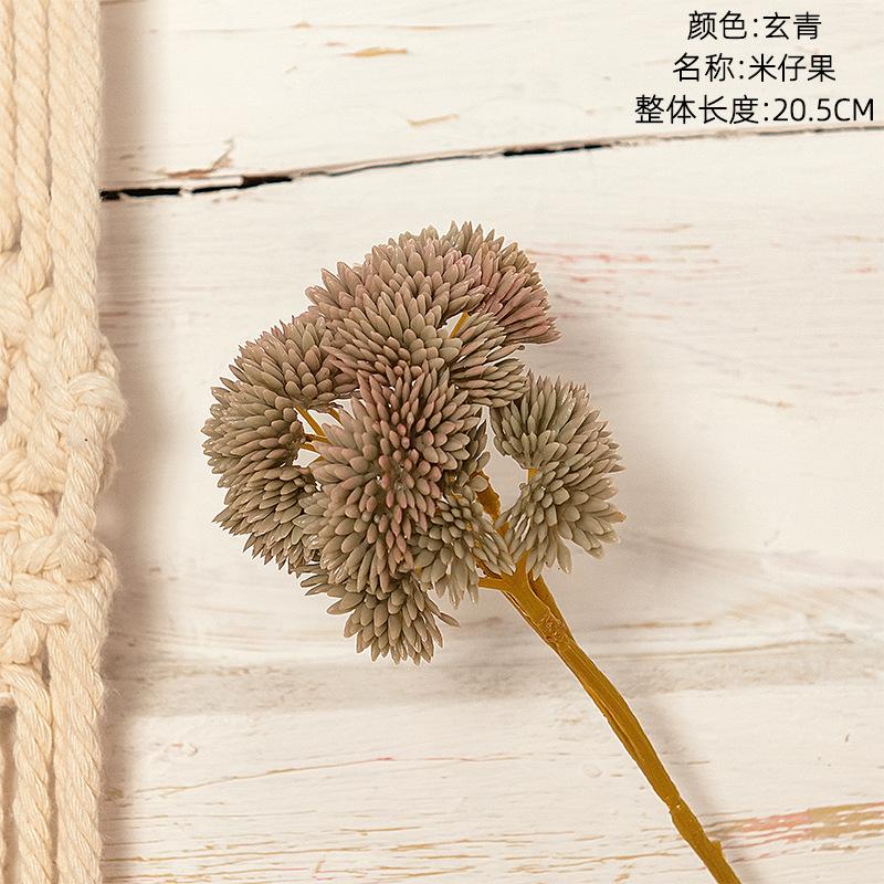 

20 см Мягкая жевательная резинка Рис Фрукты Вышитый Конус Искусственный Цветок На ощупь Суккулентное растение Мори Женский Семейный Домашний Декор Цветочная Композиция 1pc циан