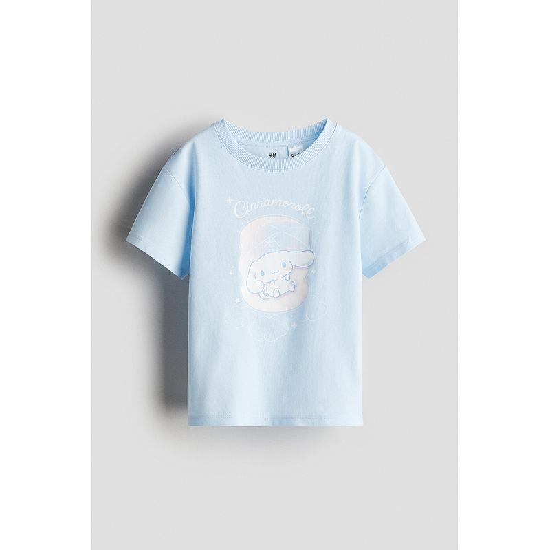 

[Серия Sanrio] HM Детская одежда Футболка для девочки 2025 Осень Новое поступление Принт Clow M Короткий рукав 1271982 Light blue/Cinnamoroll 140/68(8-10Y)