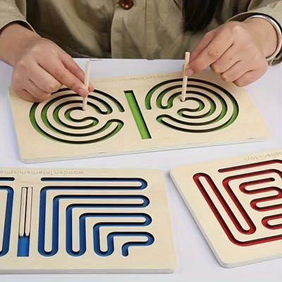 1 set di penna giocattolo per lo sviluppo del cervello destro e sinistro, puzzle di formazione sulla traiettoria, educazione precoce, sussidi didattici in legno, giocattolo educativo, regalo
