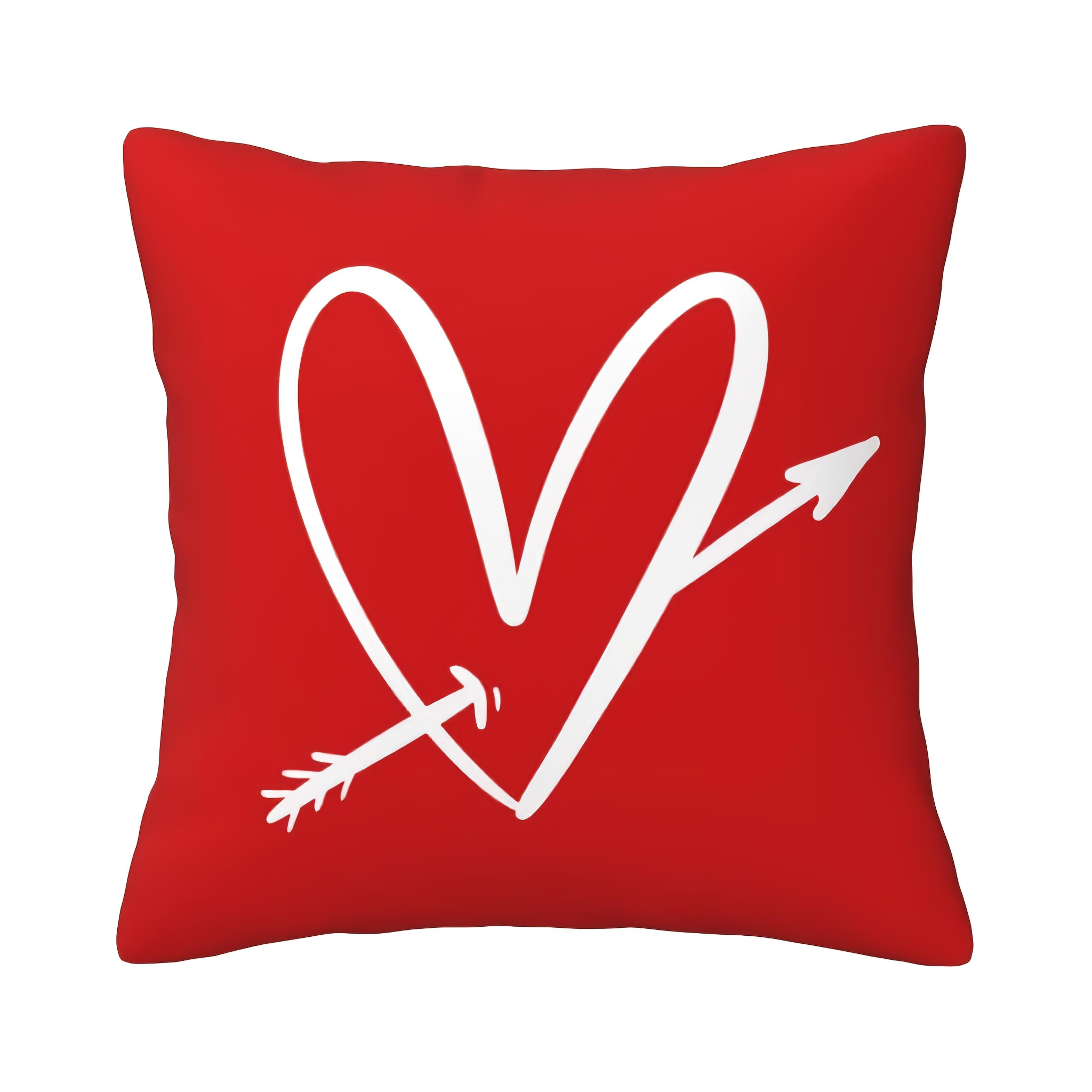Valentines Day Arrow Pierces Heart Pillow Cover Doublesided printing MultiSize Machine Washable Sofa Couch Decor 45x45cm
